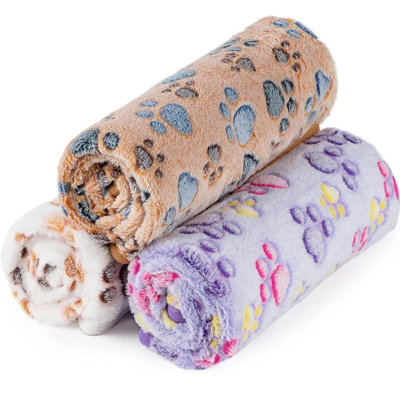 Cobertor para Pets de Flanela com Estampa de Patas Lavável - Imagem 2