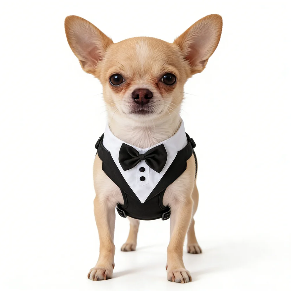 Smoking para Cães Médios Colete Formal Preto Tamanho XL - Imagem 5