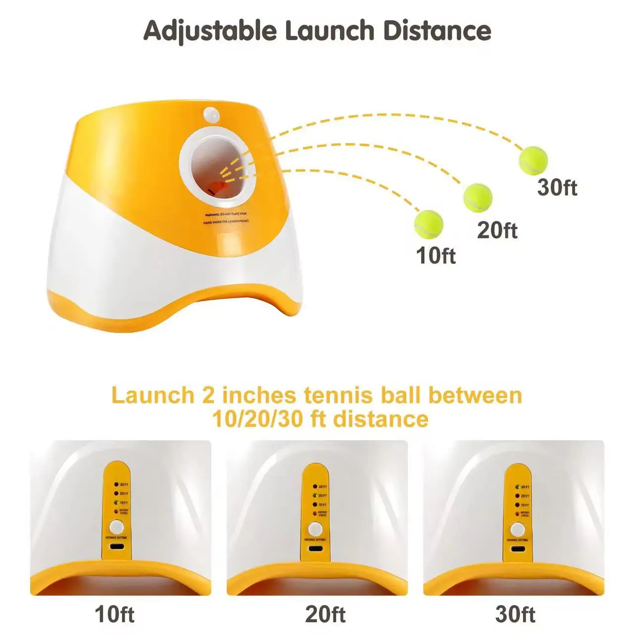 Lançador Automático de Bolas para Cães Recarregável USB com 3 Distâncias - Imagem 4