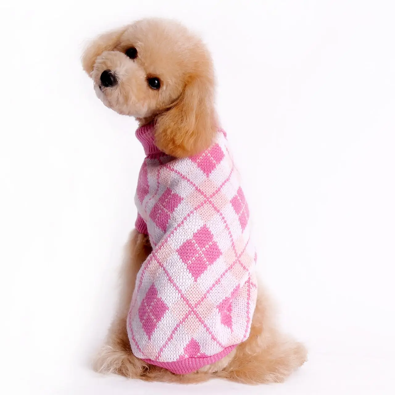 Camisola Crochê para Cães e Gatos Pequenos com Malha Argyle - Imagem 4