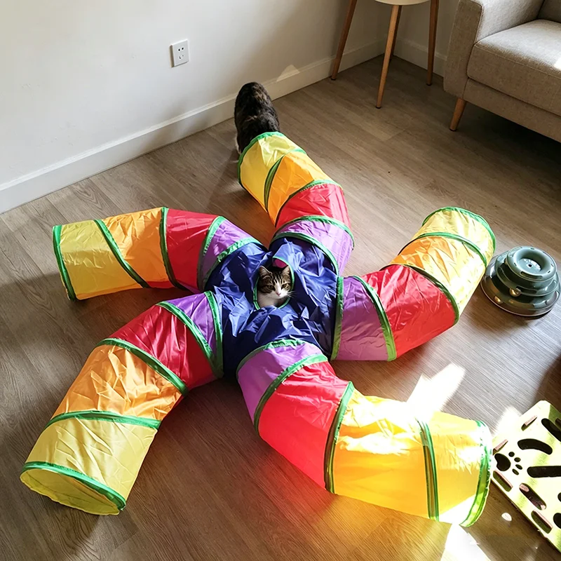 Túnel para Gatos Dobrável de Poliéster com Design Multicanal - Imagem 4