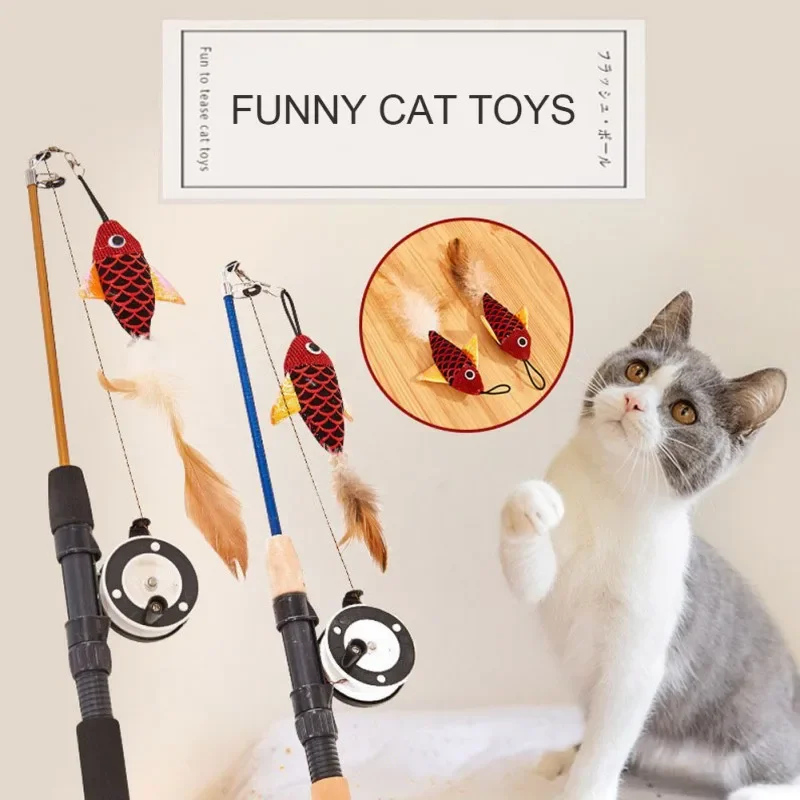 Varinha Telescópica para Gatos com Pena e Peixe Retrátil - Imagem 2