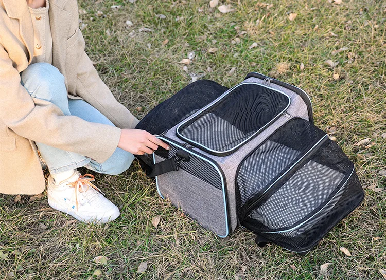 Bolsa de Transporte para Cães e Gatos Dobrável com Painel Expansível - Imagem 6