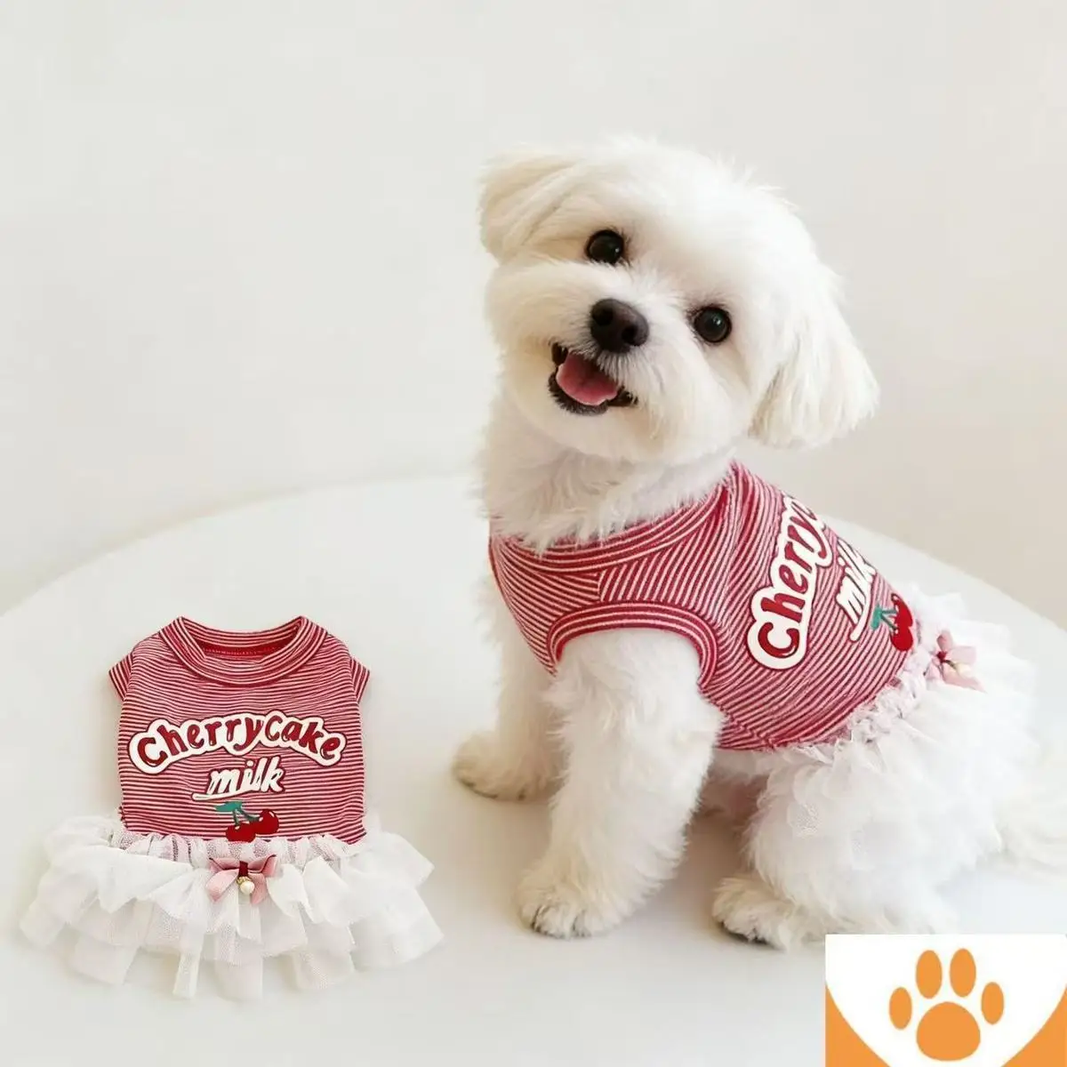 Roupa para Cães e Gatos Colete Fino Listras e Cerejas - Image 4