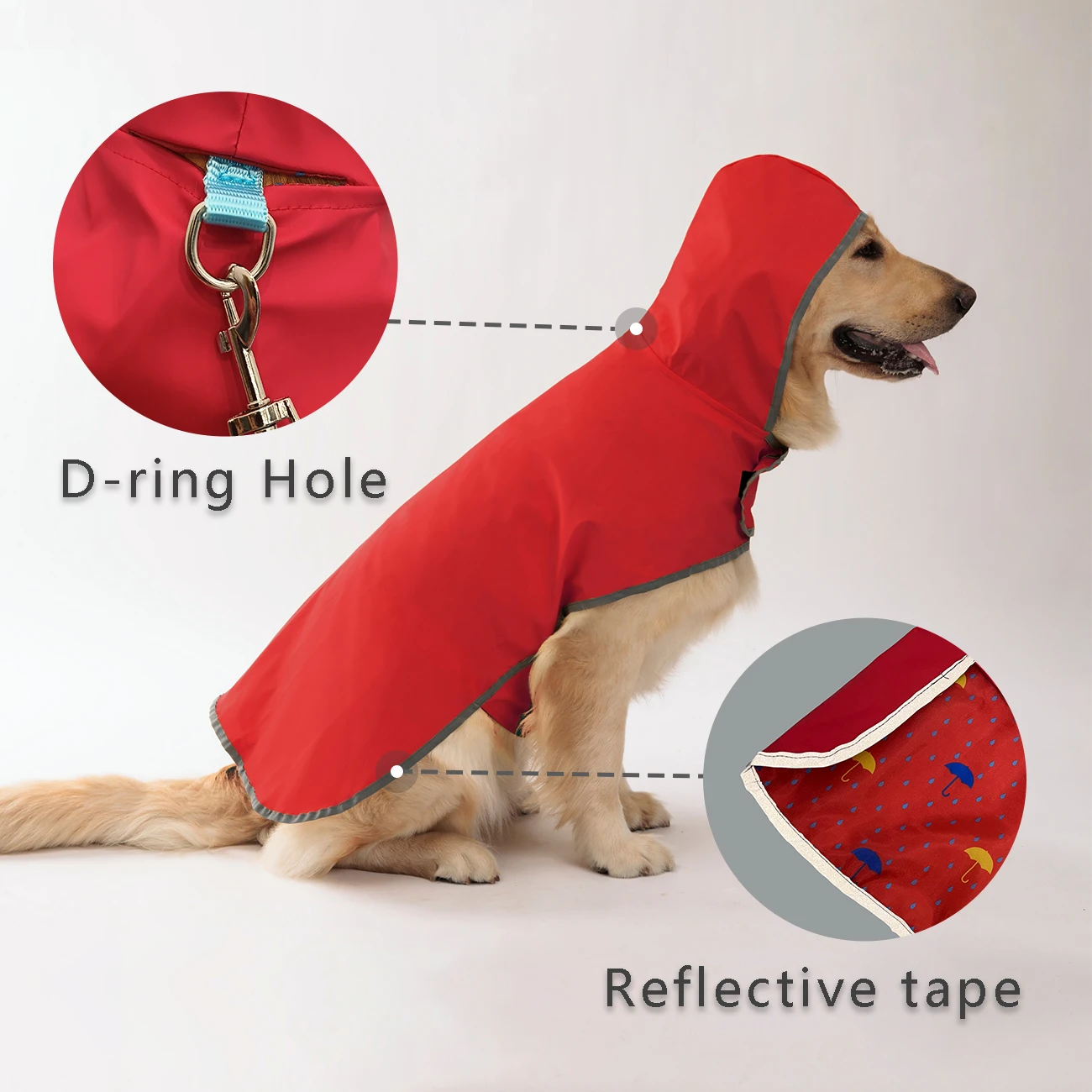 Capa de Chuva para Cães Impermeável Poliéster com Fecho Velcro Ajustável - Imagem 2