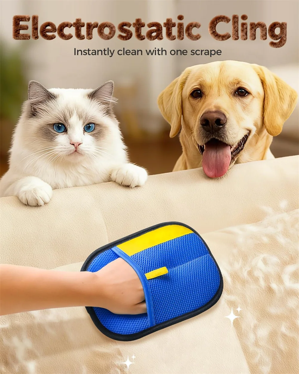 Luva Removedora de Pelos para Cães e Gatos com Sucção Estática - Imagem 6