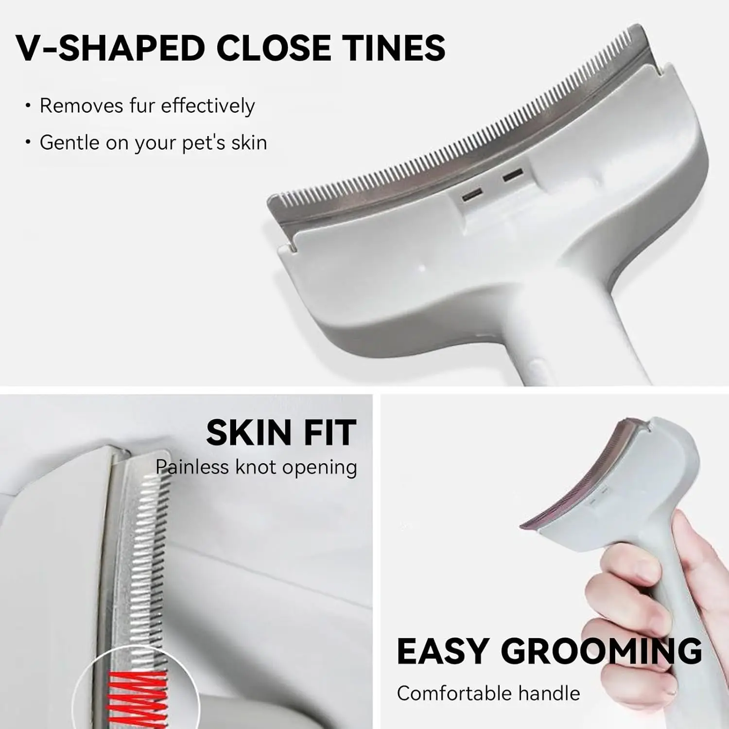 Escova Desembaraçadora V-Tooth para Cães e Gatos, Uso Diário - Imagem 4