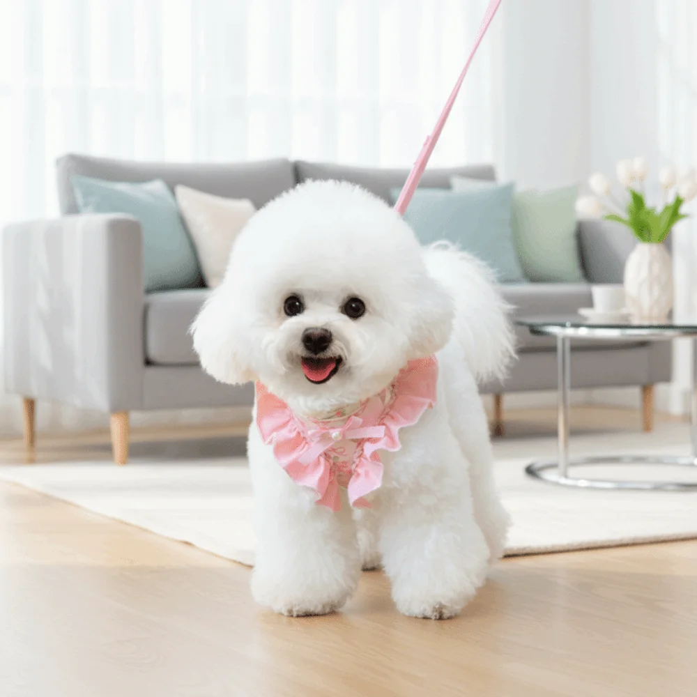 Coleira e Guia para Cães com Estampa Floral, Ajustável - Imagem 2