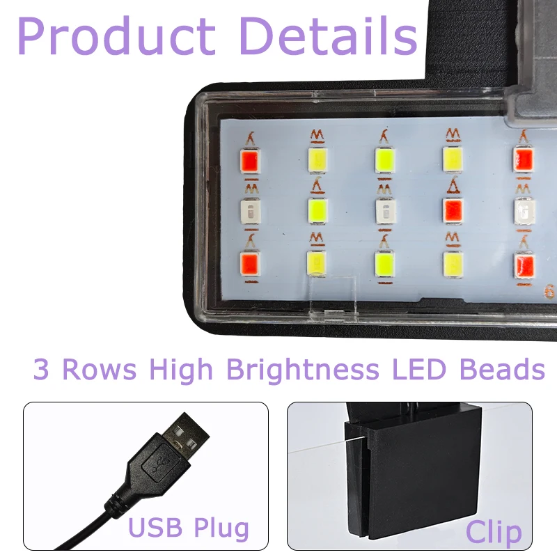 Luz LED para Aquário USB 5W com Clipe Ajustável para Aquários Pequenos - Imagem 4