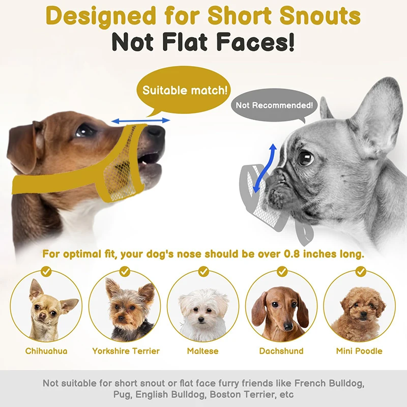 Focinheira de Malha para Cães Focinho Curto, Pequenos e Médios - Imagem 3
