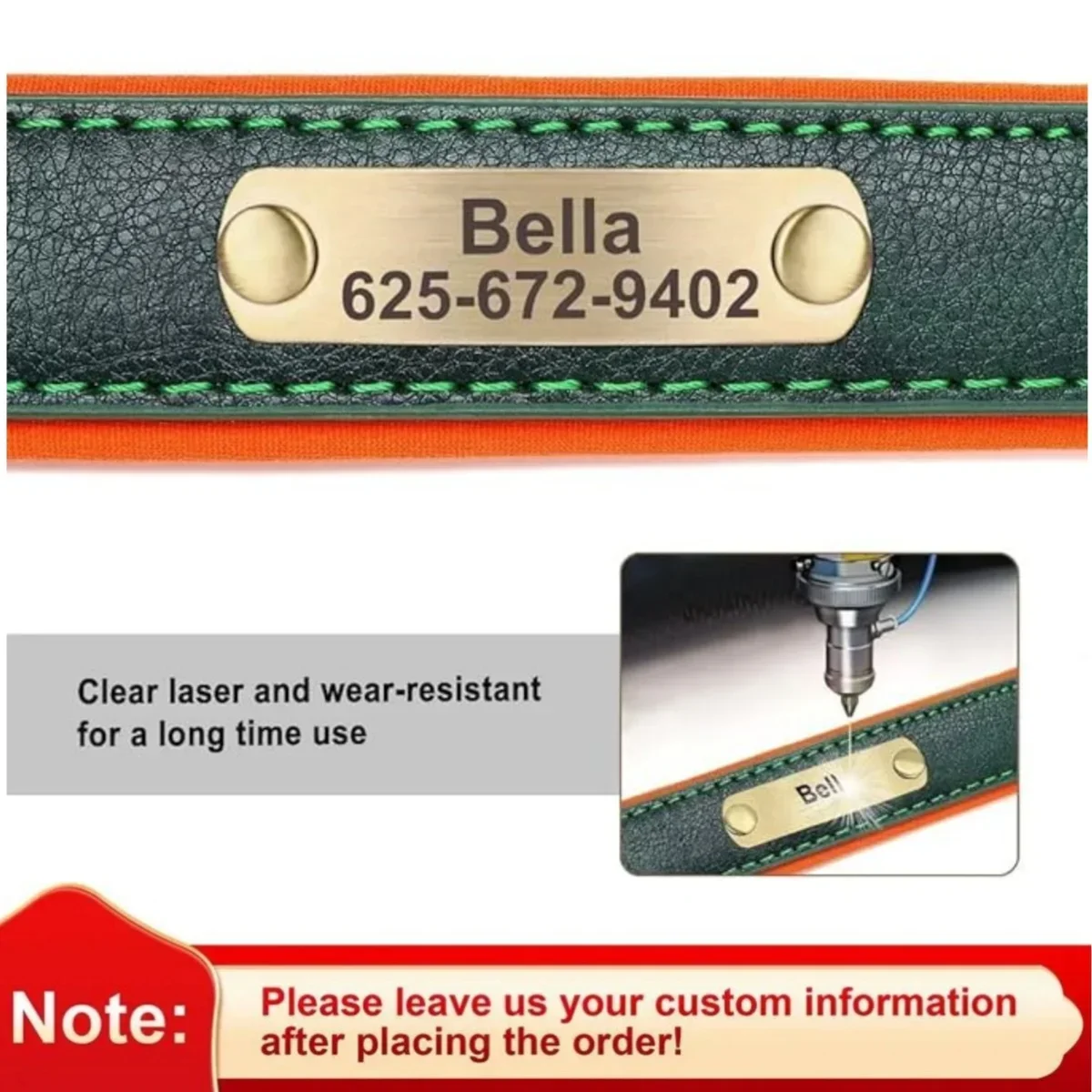 Coleira Personalizada para Cães de Couro PU com Placa de Identificação - Imagem 3
