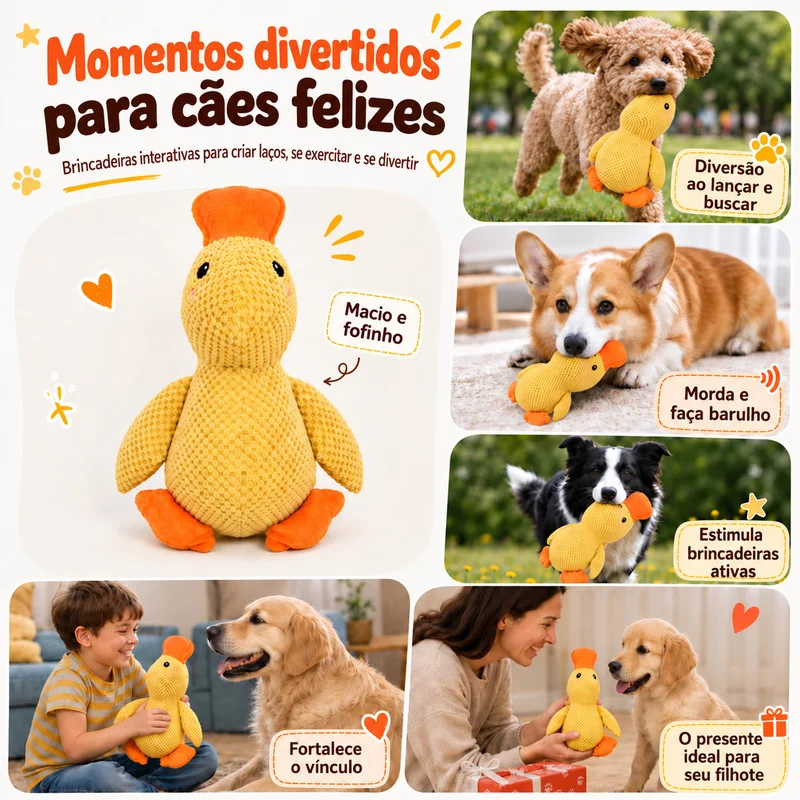 Brinquedo de Pelúcia Pato para Cães com Som para Mastigar - Imagem 2