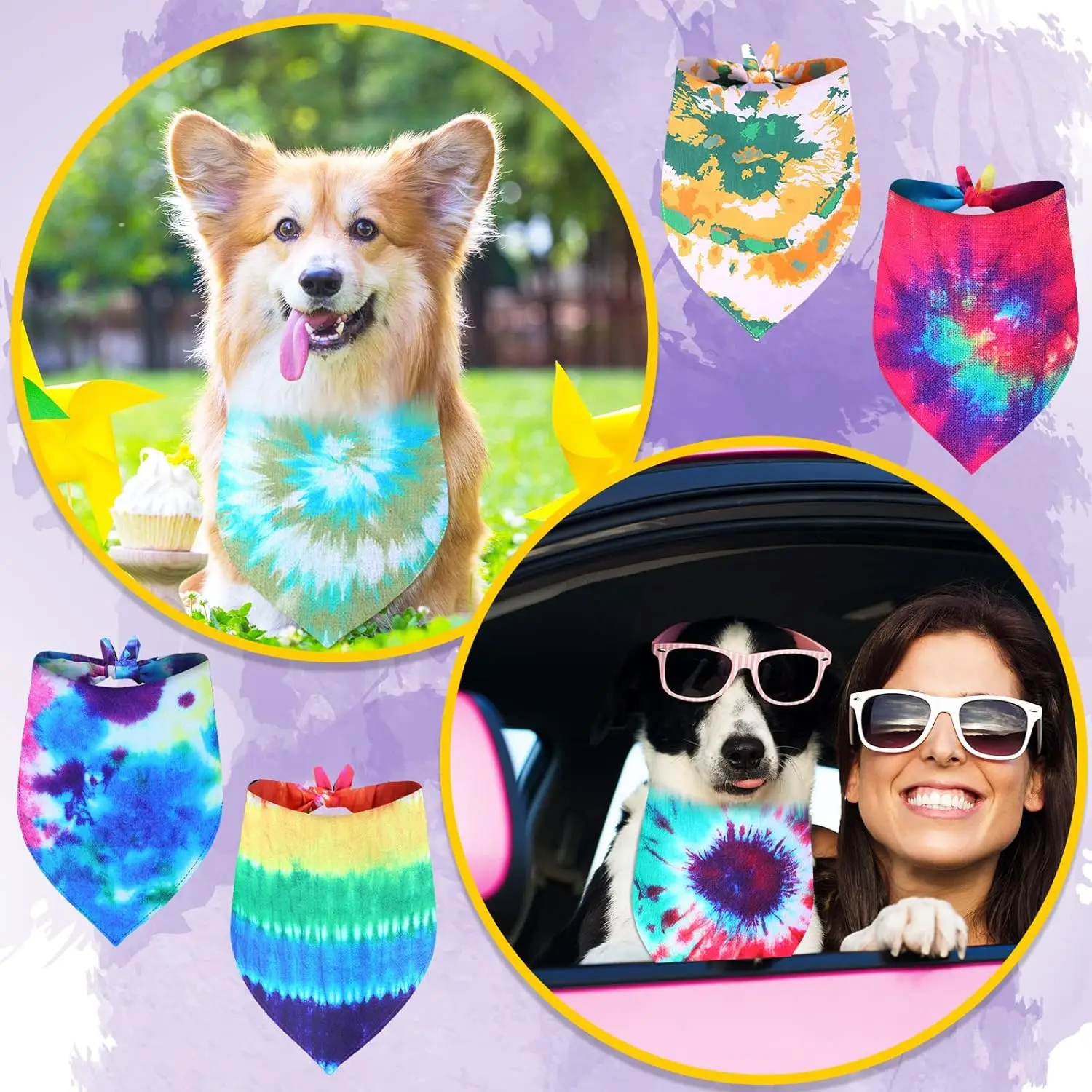 Bandana Tie Dye para Cães Lavável e Reutilizável - Image 6