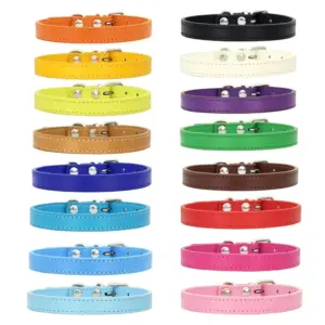 coleira de couro para cães e gatos personalizada