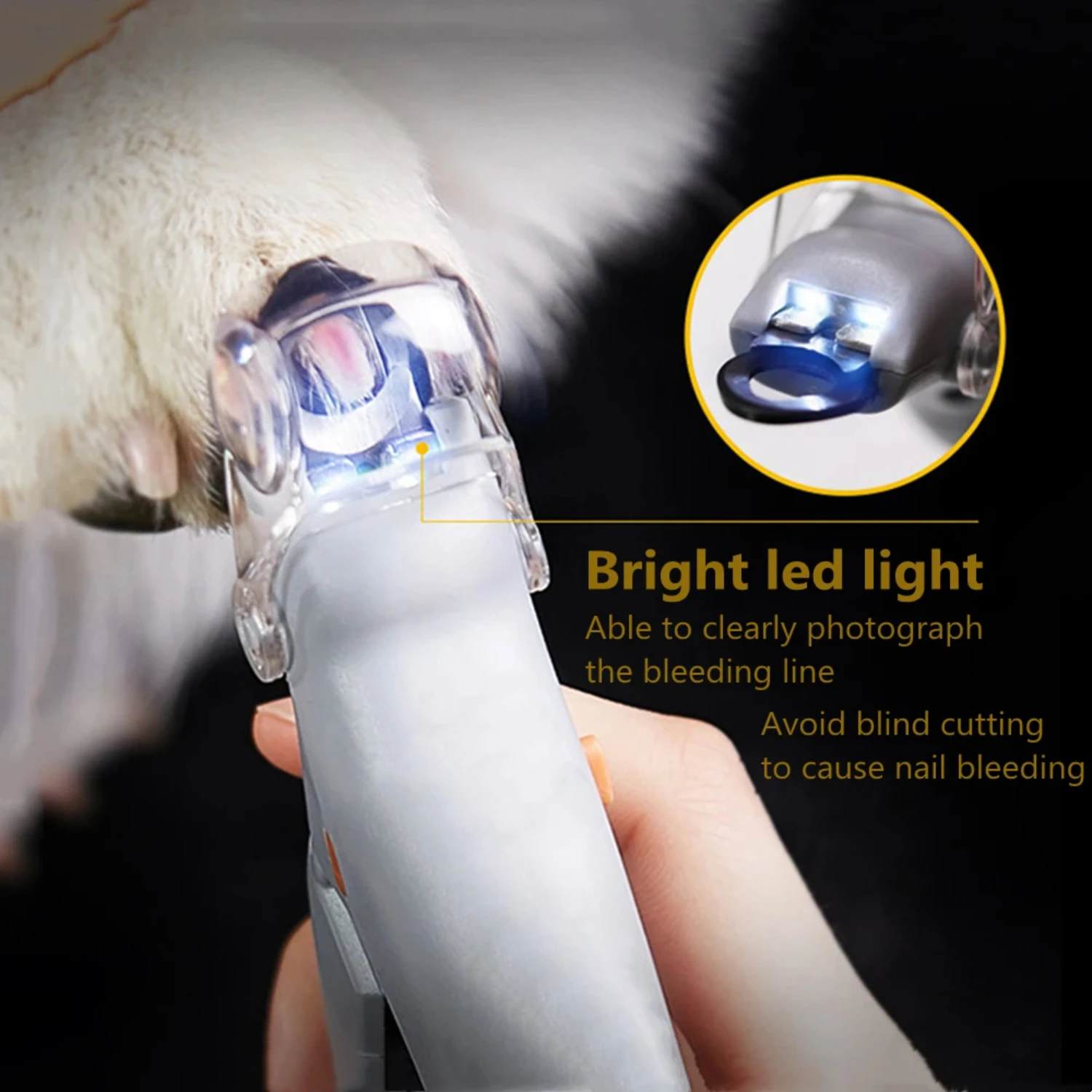 Cortador de Unhas LED para Cães e Gatos com Luz Guia - Imagem 2