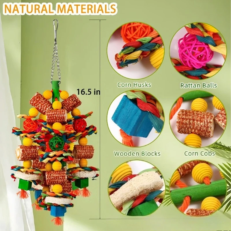 Brinquedo de Forrageamento para Pássaros com Madeira e Rattan - Imagem 3