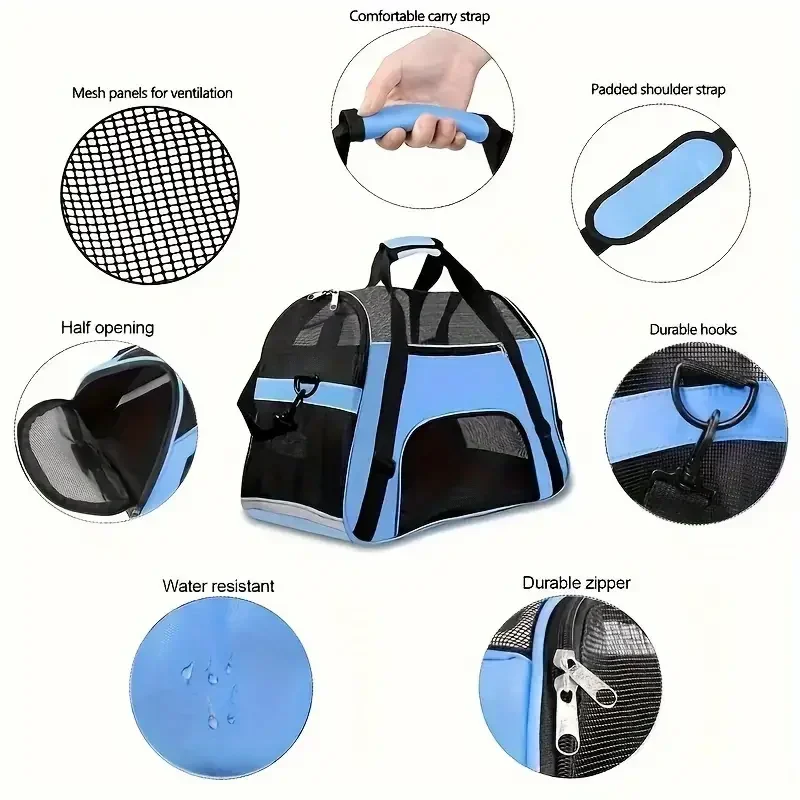Bolsa de Transporte para Cães e Gatos Dobrável com Malha Respirável - Imagem 2