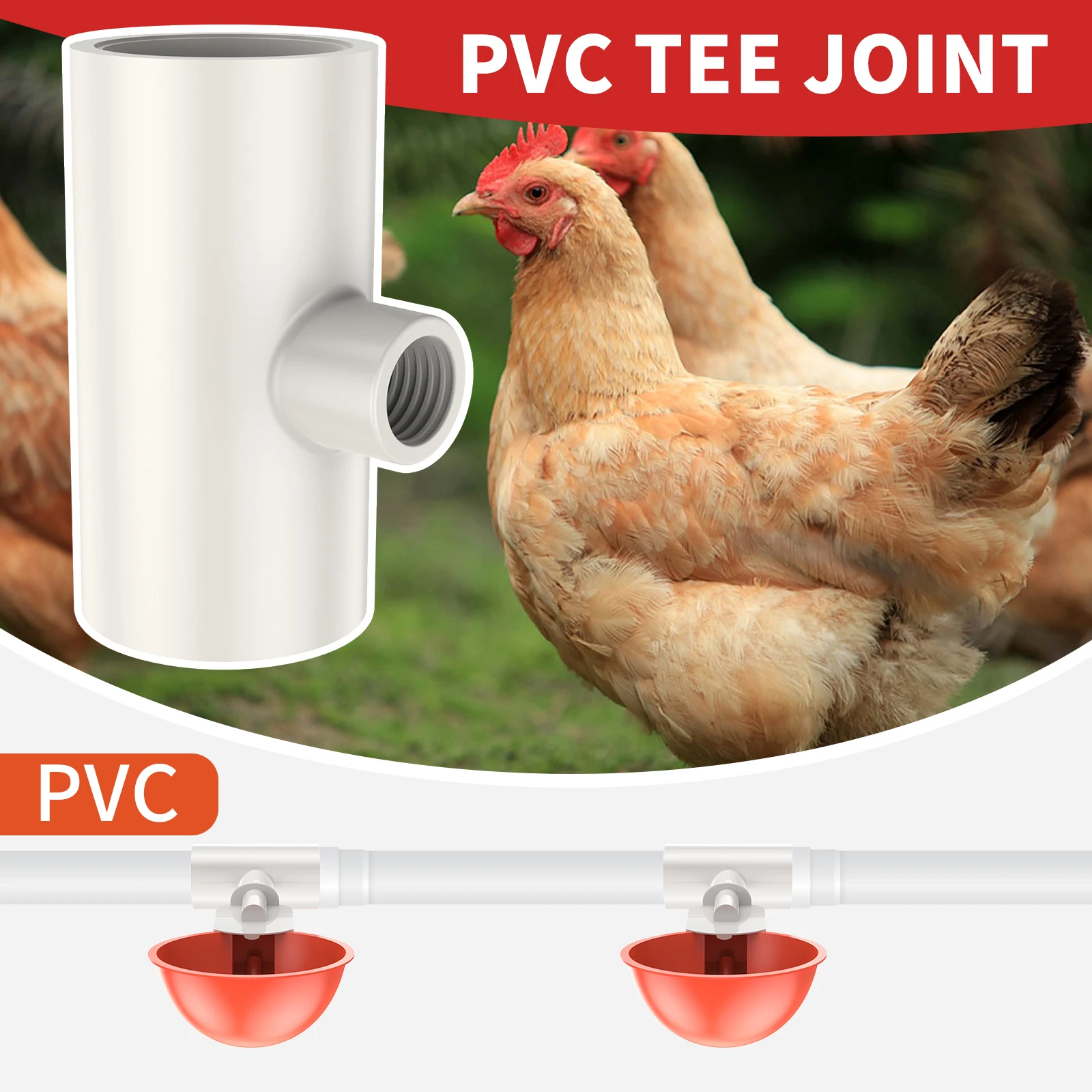 Bebedouro Automático para Aves PVC com 25 Conexões Tee - Imagem 3