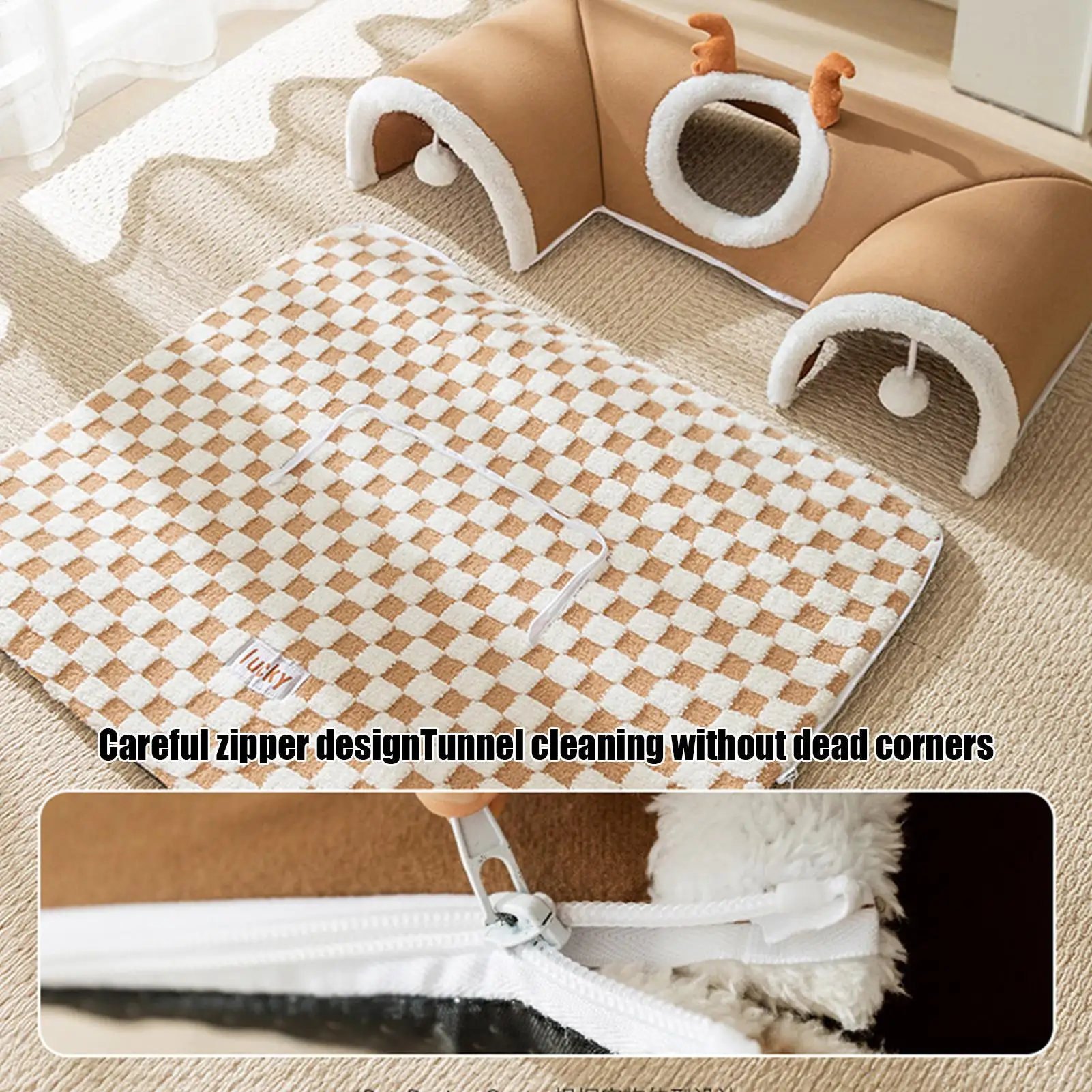 Cama Túnel para Gatos de Esponja 55x40 cm com Espaço para Brincar - Imagem 2