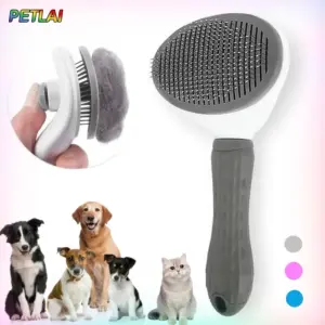 escova removedora de pelos autolimpante para cães e gatos