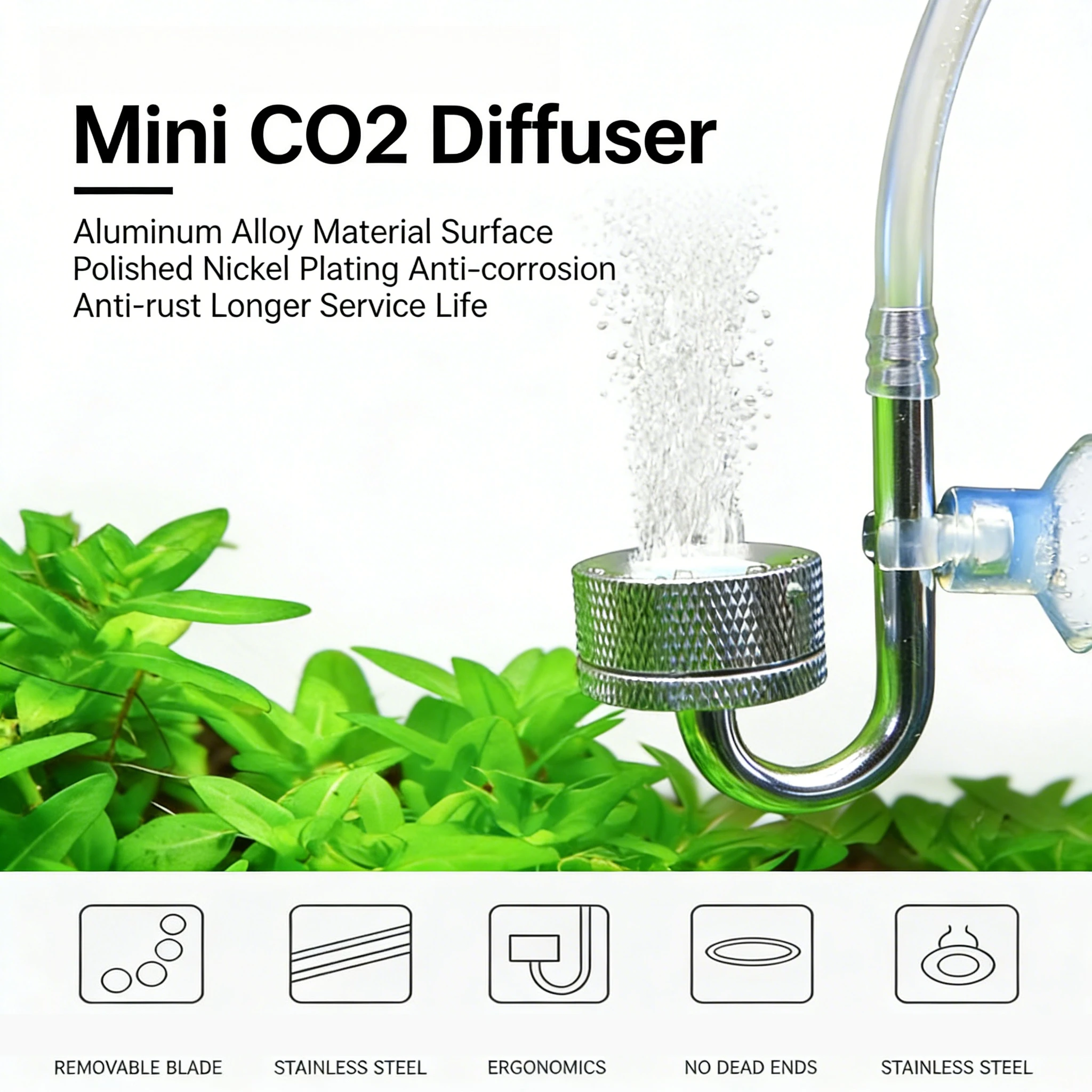 Difusor de CO2 para Aquário de Liga de Alumínio com Ventosa - Imagem 2