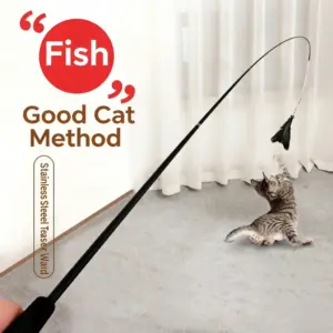 varinha telescópica para gatos com pena