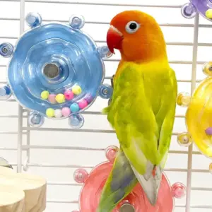 brinquedo giratório para pássaros com distribuidor de petiscos