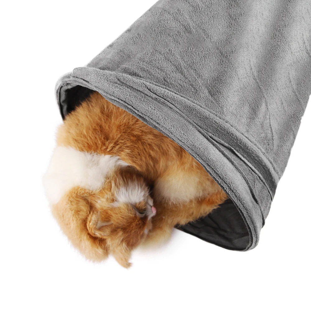 Túnel Dobrável para Gatos Cinza de Camurça com 3 Saídas - Imagem 4