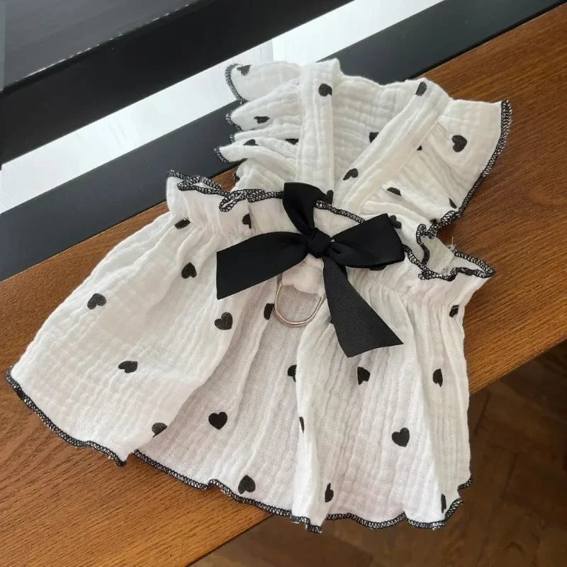Vestido para Cães e Gatos de Algodão com Estampa de Coração - Imagem 3