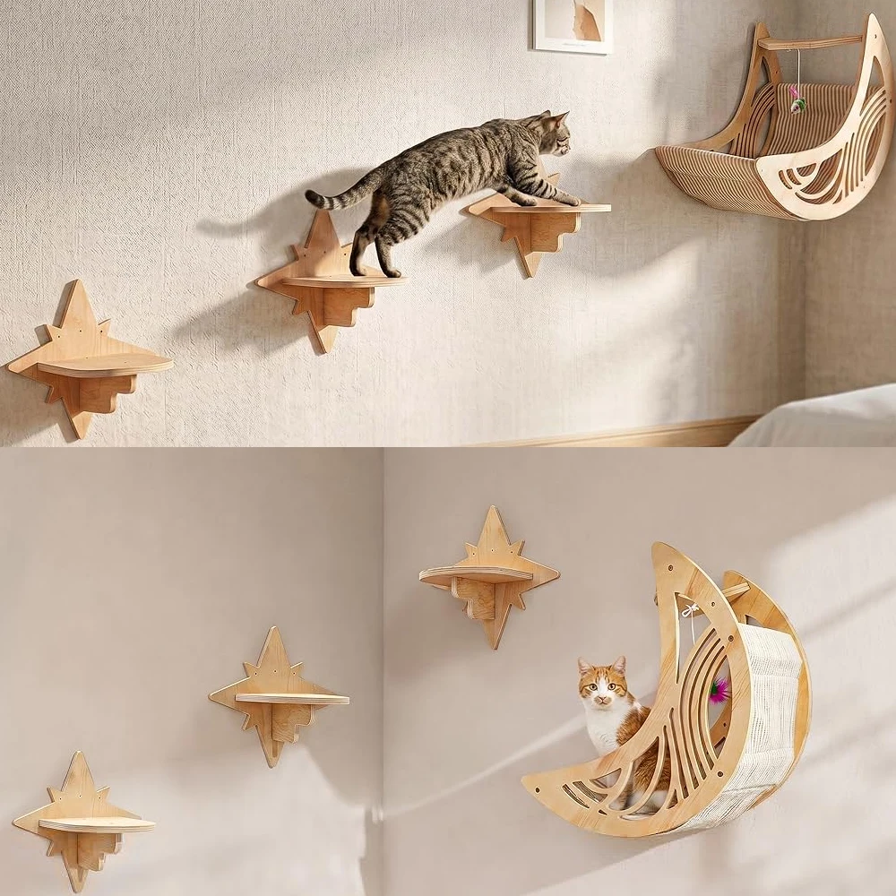 Prateleira de Parede para Gatos em Madeira Maciça DIY - Imagem 6