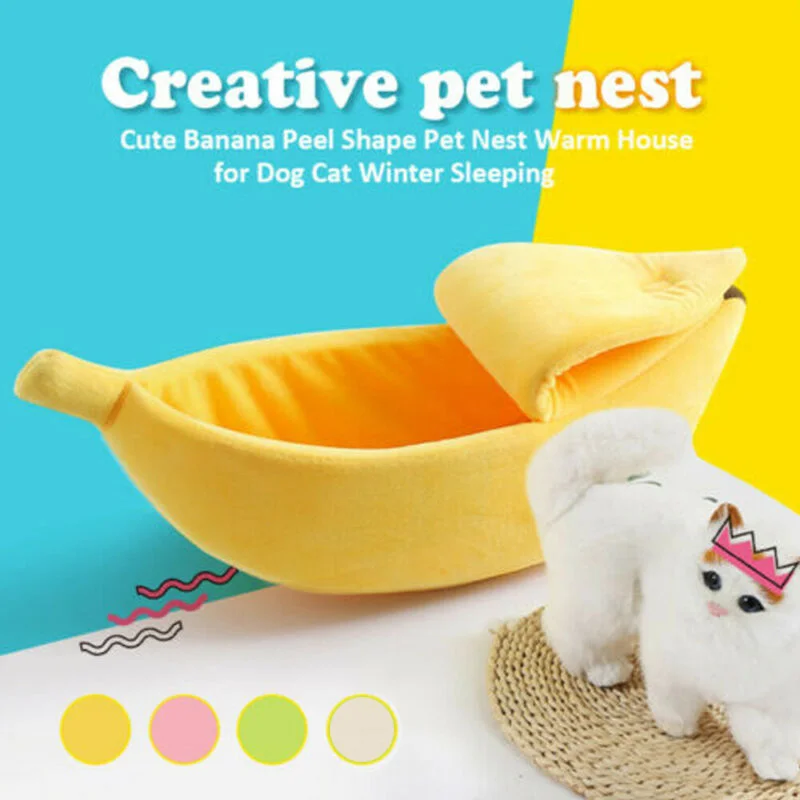 Cama Toca Banana para Gatos e Cães Pequenos de Pelúcia com Esponja 2 cm - Image 2