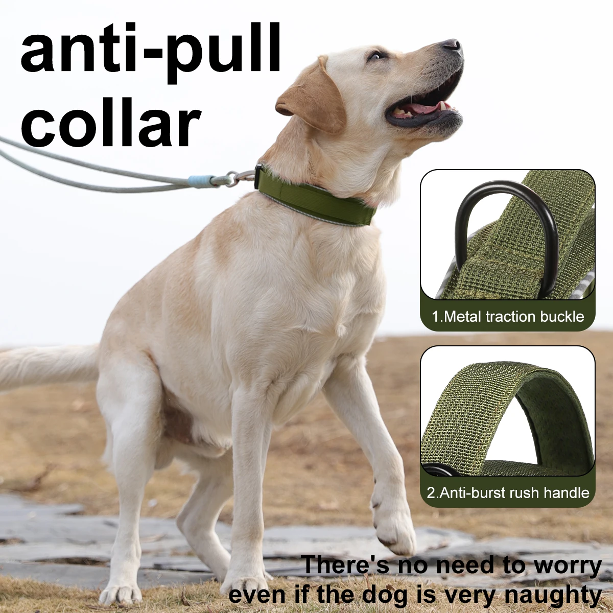 Coleira Tática para Cães de Nylon com Alça de Controle Ajustável - Imagem 5