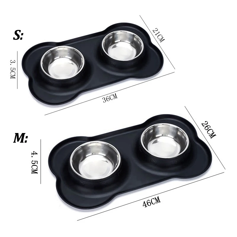 Comedouro Duplo para Cães e Gatos de Inox com Base Antiderrapante - Imagem 6
