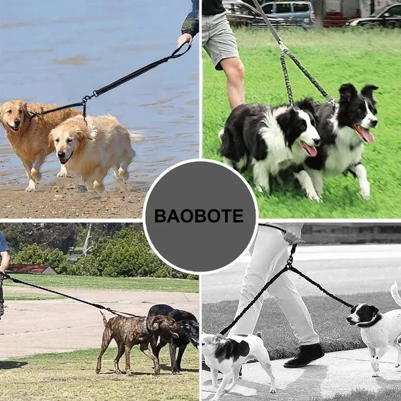 Corda de Passeio Dupla para Cães com Absorção de Impacto - Imagem 6