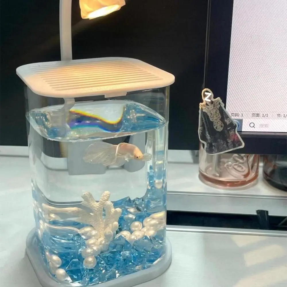 Aquário de Acrílico com Luz LED USB para Peixe Betta - Imagem 3