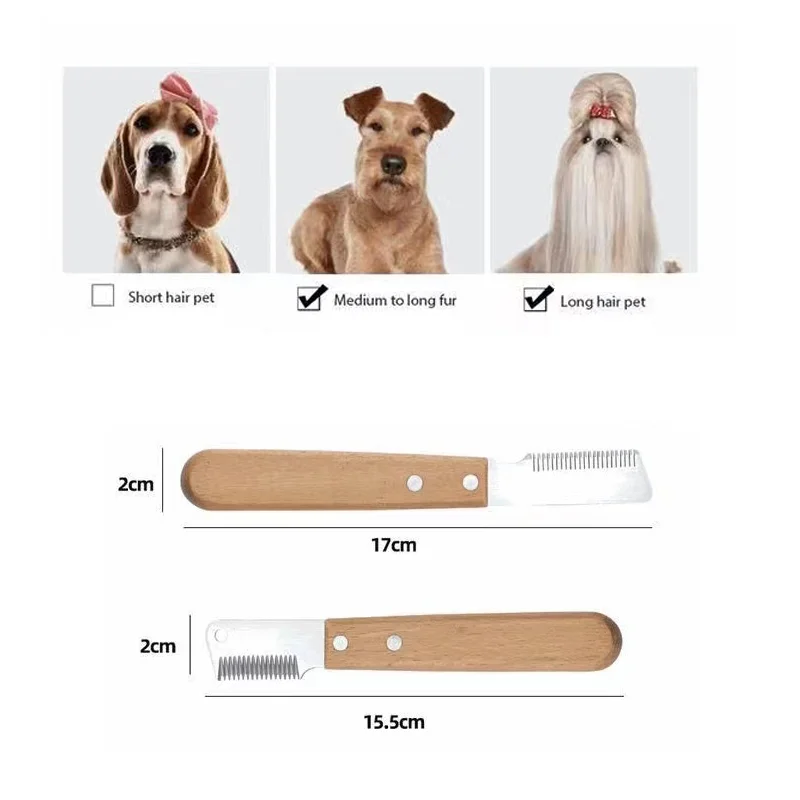 Faca de Tosa para Cães e Gatos com Cabo de Madeira 17 cm - Imagem 6