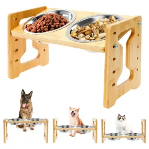 comedouro elevado ajustável para cães e gatos