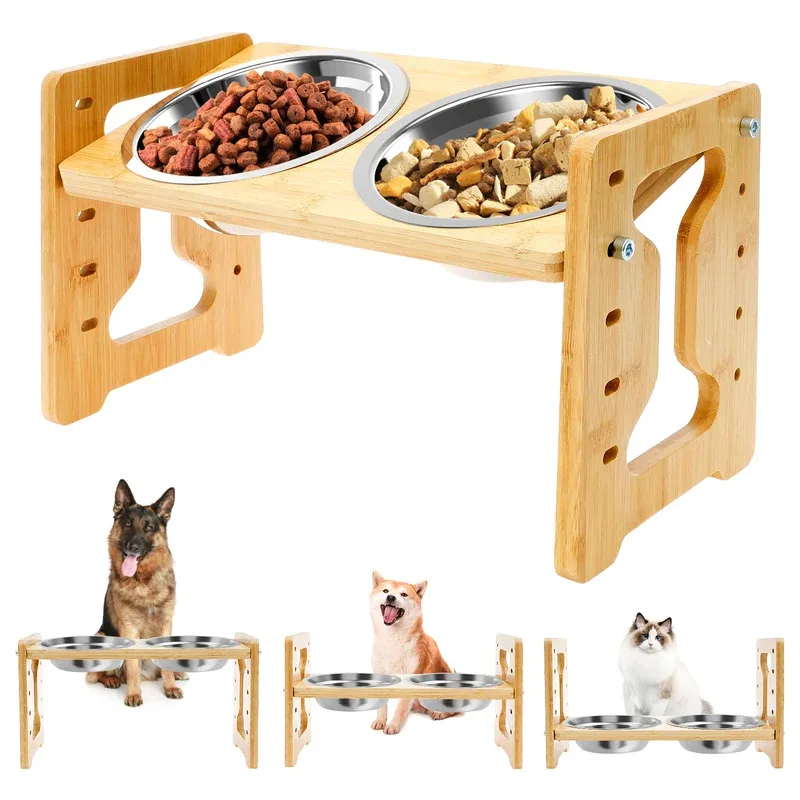 comedouro elevado ajustável para cães e gatos