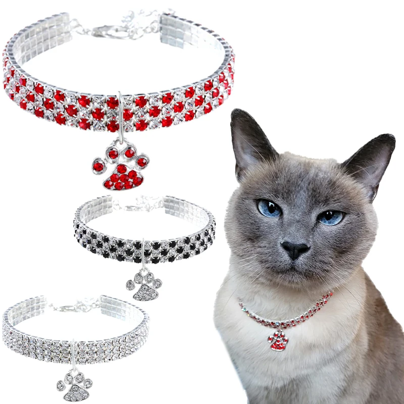 colar de strass para gatos ajustável