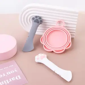 colher e tampa de silicone para lata de ração pet