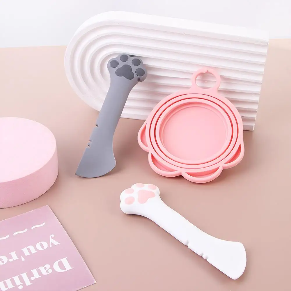 colher e tampa de silicone para lata de ração pet