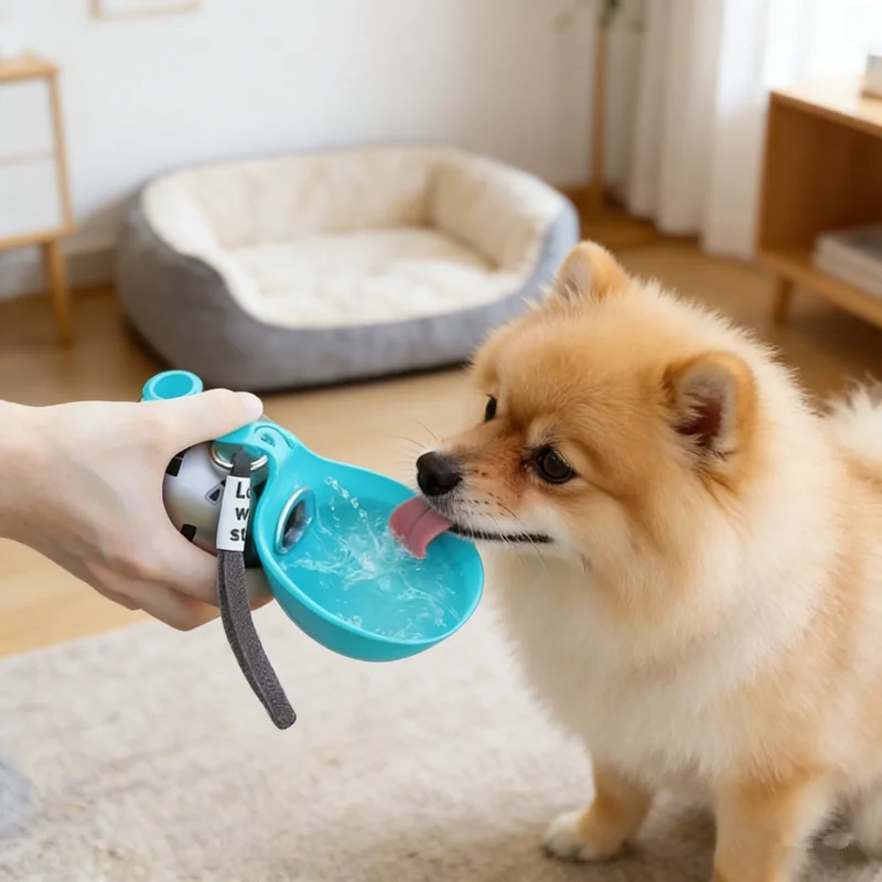 Garrafa de Água para Cães Aço Inoxidável Dobrável 285ml Portátil - Imagem 6