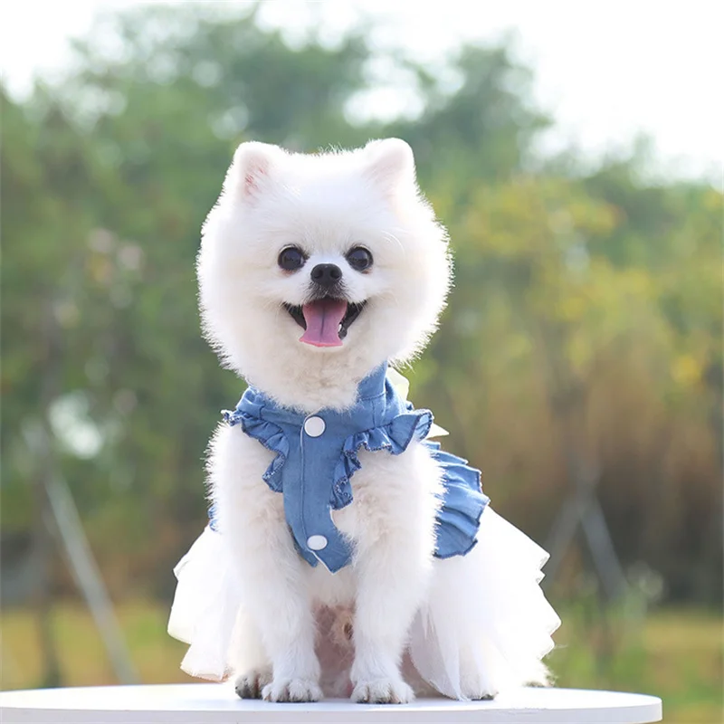Vestido Jeans para Cães Pequenos Rosa Roupa de Verão - Imagem 2