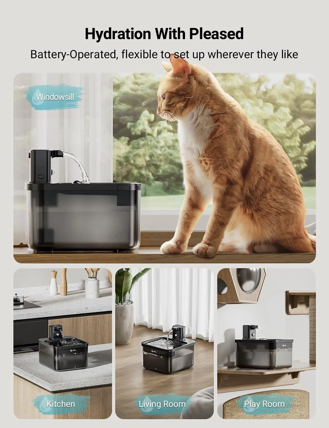 Fonte de Água DownyPaws 2.5L Sem Fio para Cães e Gatos - Image 2