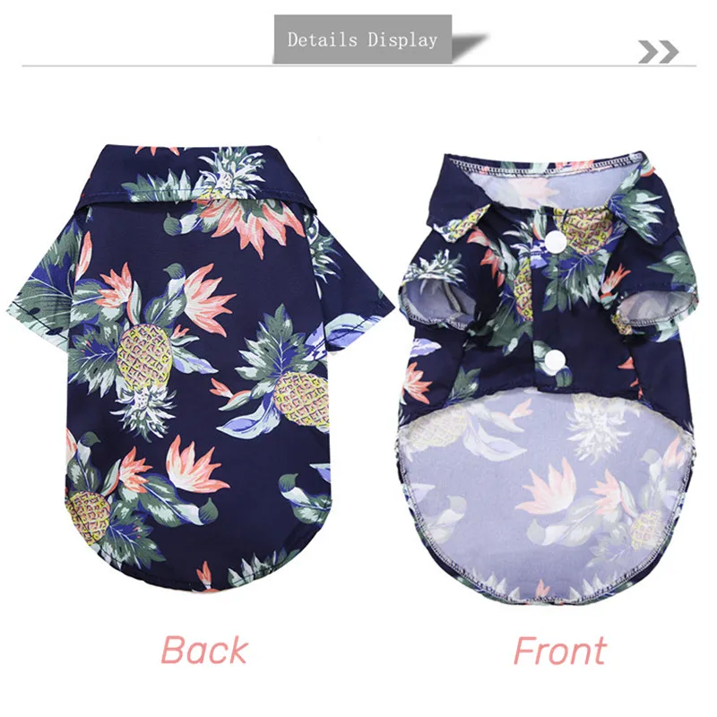 Camisa Havaiana para Cães de Chiffon com Estampa de Folhas - Image 5