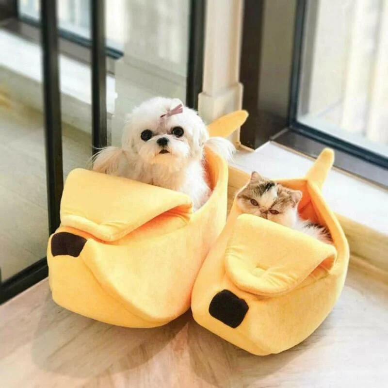 Cama Toca Banana para Gatos e Cães Pequenos de Pelúcia com Esponja 2 cm - Image 4