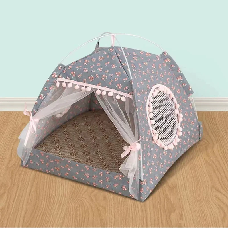 Tenda para Gatos e Cães Pequenos Semifechada Rosa M 36x36x37 cm - Imagem 6