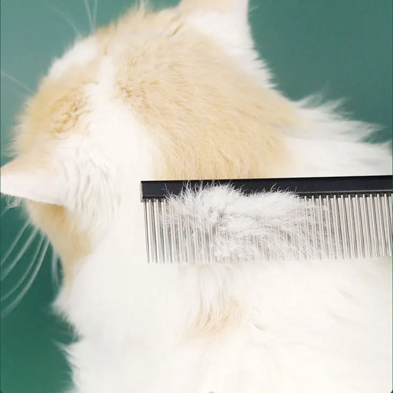 Pente Duplo para Cães e Gatos de Aço Inoxidável com Duas Fileiras - Imagem 5