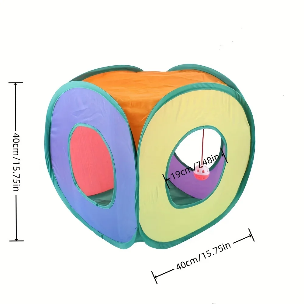 Túnel para Gatos Dobrável Quadrado Brinquedo Arco-Íris - Imagem 2