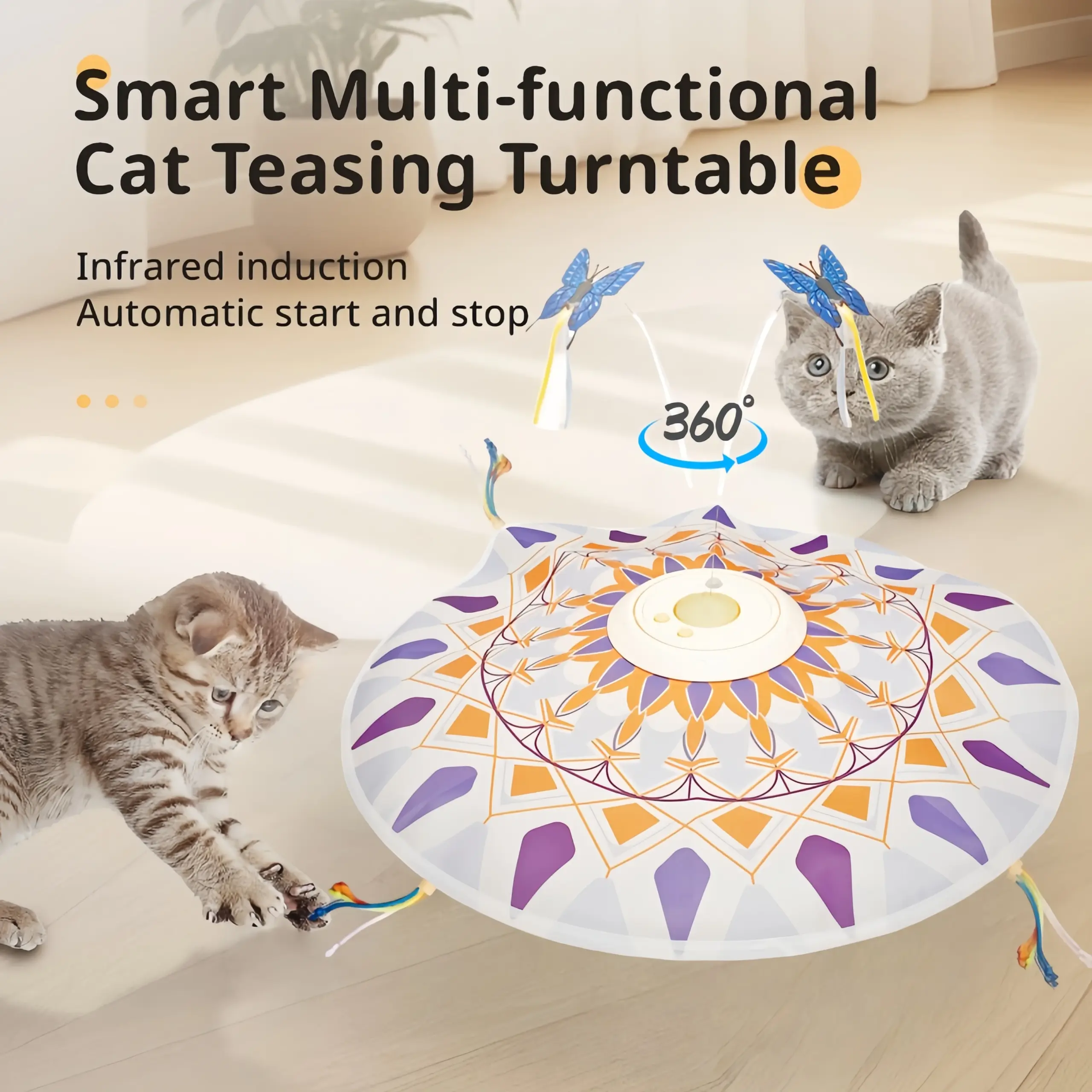 Brinquedo Interativo para Gatos Recarregável USB com Penas Rotativas - Image 4